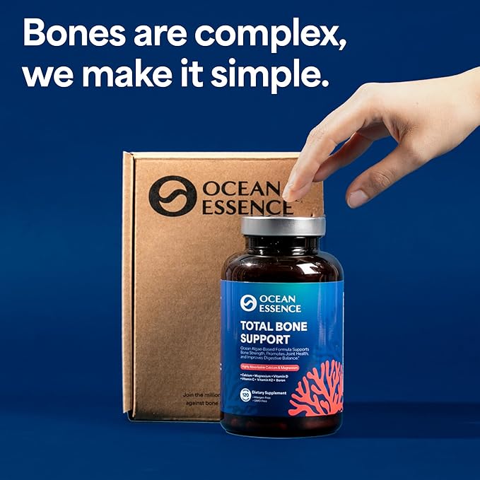 3 Pack OCEAN ESSENCE Total Bone Support - Plant-Based Algae Calcium Supplement for Supporting Bone Density & Strength - For Men & Women 35+ - 120 Natural Calcium Capsules - Vitamins for Optimal Health