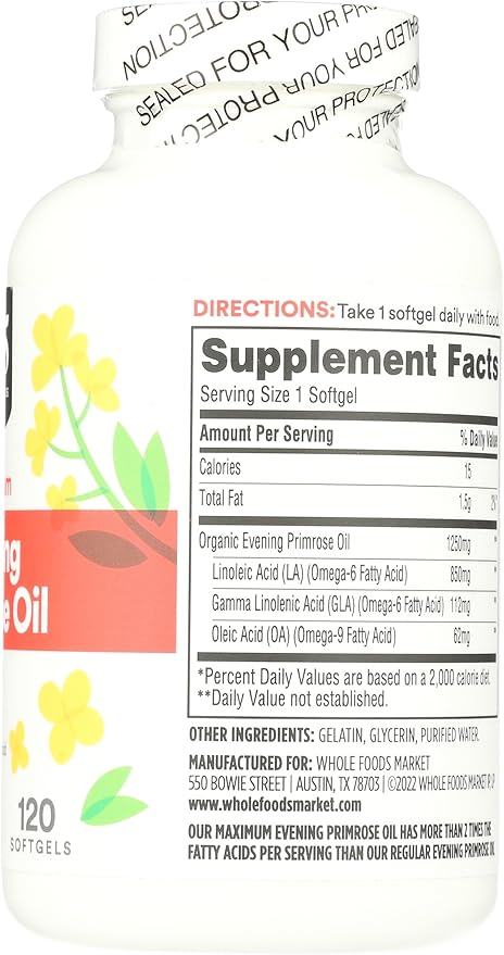 365 by Whole Foods Market, High Potency Evening Primrose Oil 1250mg, 120 Count