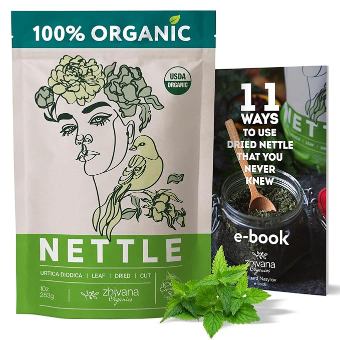 Zhivana Organics Nettle Tea – Nettle Leaf Organic, Nettle Tea Loose Leaf, Stinging Nettles Loose Leaf Organic, Ortiga Verde Organica - Dried Herbs for Medicinal Use - 8oz