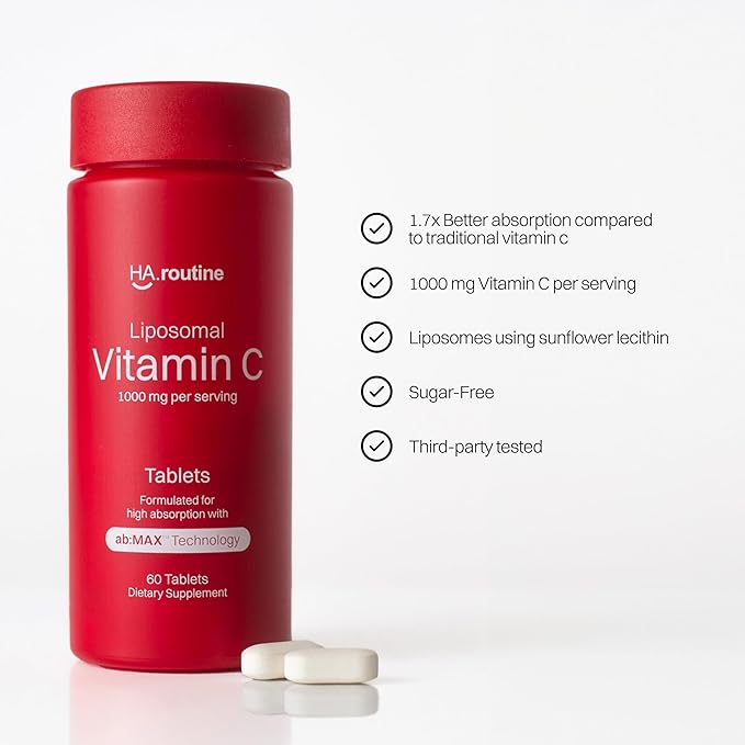 Liposomal Vitamin C 1000mg Tablets – High Absorption Immune & Antioxidant Support – Supplement for Skin & Wellness – 60 Tablets, 30 Servings