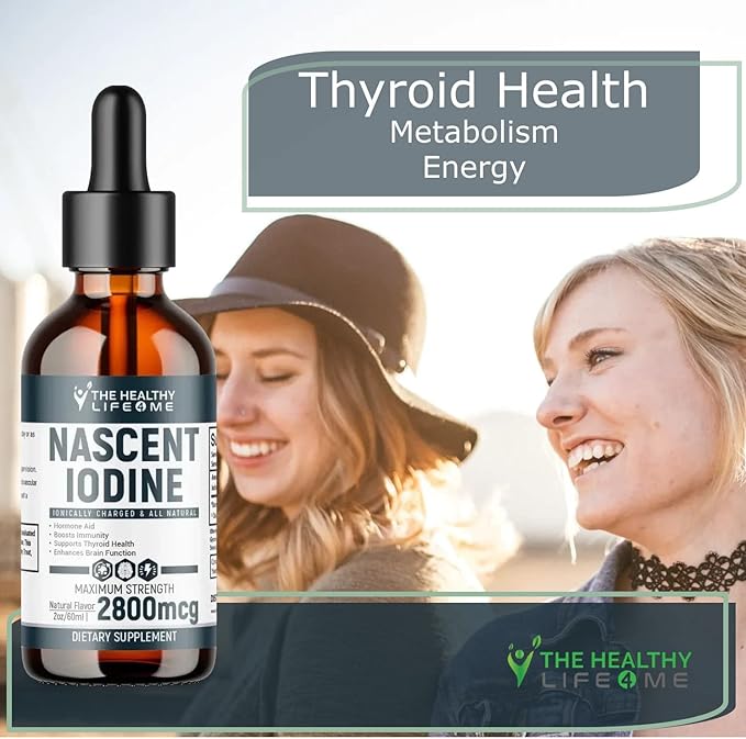 Nascent Iodine Supplement | 2800mcg | Potassium Iodide | Iodine Drops | 100% Vegan | Clear Color | Large 2oz