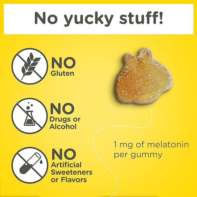 Zarbee's Kids Melatonin Gummies with 1mg Melatonin, Kids Sleep Gummy Works with Natural Sleep Cycles to Promote Peaceful Sleep, Drug-Free, Non-Habit-Forming, Natural Strawberry, 90 ct