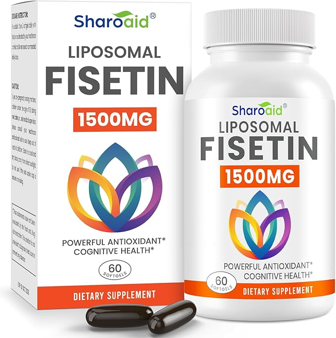 1500mg Fisetin Supplements - Powerful Absorption with Liposomal Delivery,98% Pure Fisetin,Polyphenol Antioxidant for Healthy Aging,Non-GMO - 1 Bottles, 60 Softgels for Adults