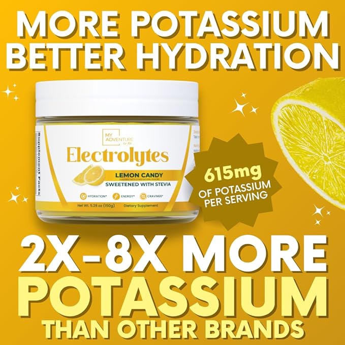 Zero Sugar - Lemon Candy Electrolytes Powder - Refreshing Hydration - Caffeine Free Energy with All Natural Ingredients - Vegan, Keto & Paleo - Sugar Free Electrolytes Powder Drink Mix - 37 Servings
