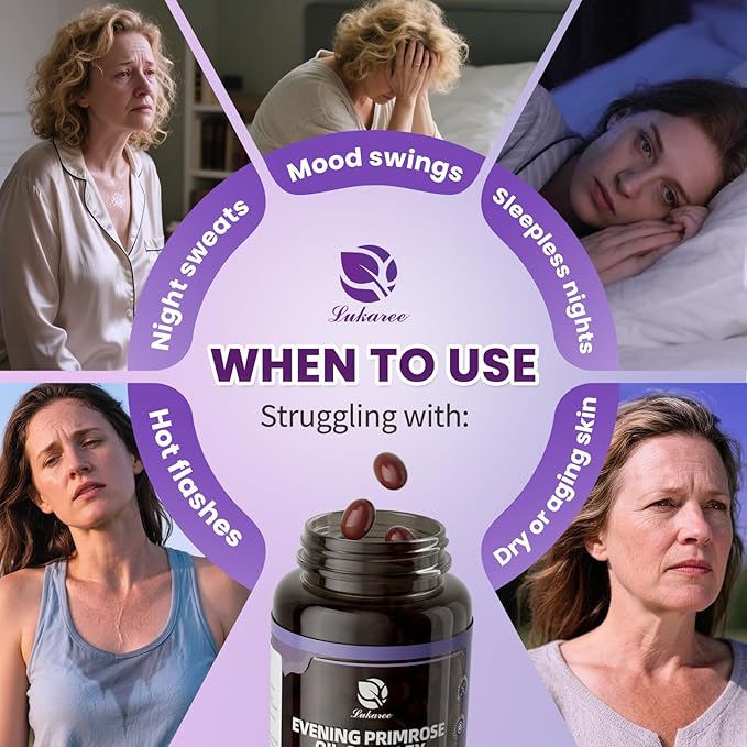 2 Pack Evening Primrose Oil Complex for Women – Hormone Wellness with Cold-Pressed EPO, 10% GLA, Sage, Fulvic Acid, L-Theanine – Cyclical Balance, Mood, Skin & Immune Health, 180 Softgels