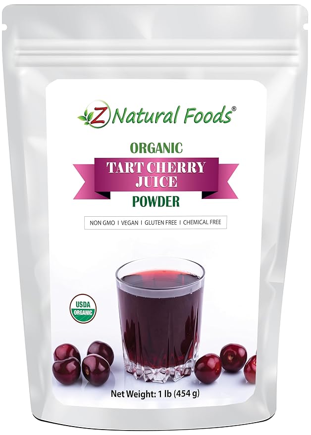 Z Natural Foods Organic Tart Cherry Juice Powder, Superfood Powder Designed to Promote Quality Sleep, Ideal for Juice, Smoothies, and Recipes, Non-GMO, Vegan, Gluten-Free, Kosher, 1 lb.