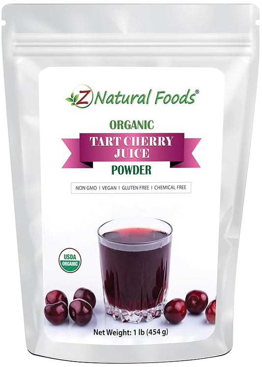 Z Natural Foods Organic Tart Cherry Juice Powder, Superfood Powder Designed to Promote Quality Sleep, Ideal for Juice, Smoothies, and Recipes, Non-GMO, Vegan, Gluten-Free, Kosher, 1 lb.