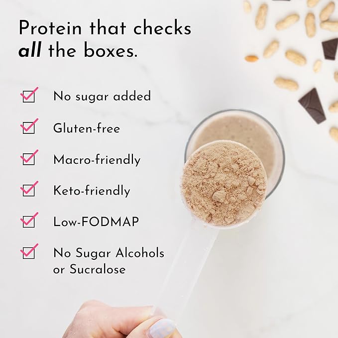 JUST INGREDIENTS Creamy Peanut Butter Chocolate Protein Powder – 30-ServingBlend with Grass-Fed Whey, Pea, Pumpkin Seed, Chia & Collagen – No Sugar Added – No Gums 24g Protein
