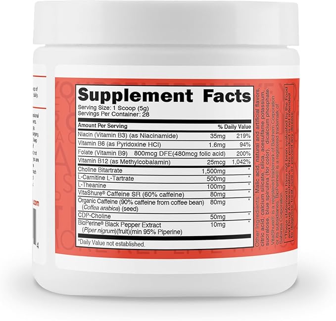 TransformHQ Energy & Focus Powder (Rocket Pop) - Boost Shot Clean Energy Drink Mix - Sugar Free - Non-GMO, Gluten-Free - 28 Servings