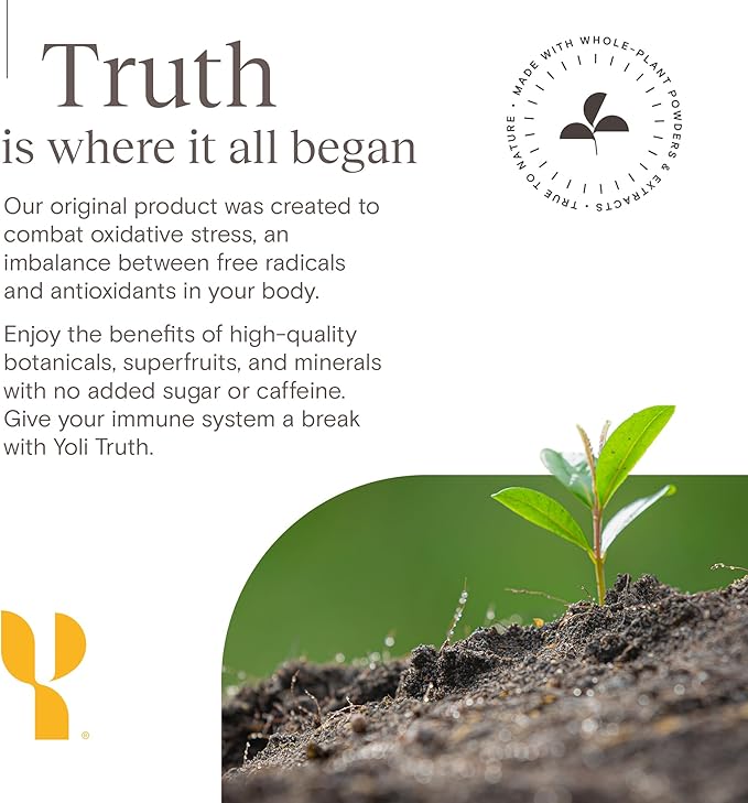 Yoli® Truth Antioxidant and Immune Support Supplement with Vitamin C, Botanicals, Superfruits, and Minerals - Citrus, 30 Packets