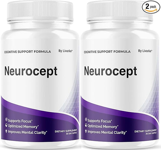 (2 Pack) Neurocept Brain Supplement Capsules - Official Neuro cept Brain & Memory Focus Support Advanced Formula, Neurocept Pills Daily Support for Overall Health & Wellness, 120 Capsules for 2 Months
