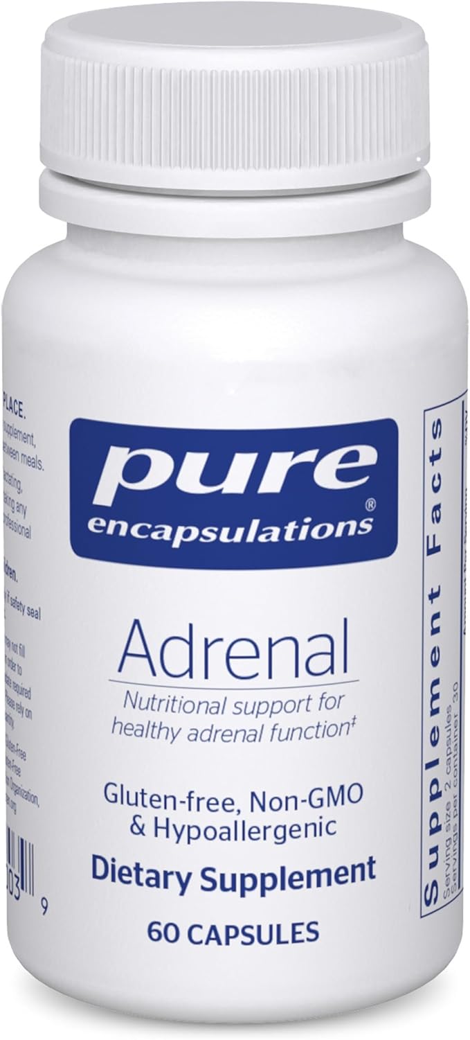Pure Encapsulations Adrenal Cortex Supplement – Supplement to Support Cortisol Health, Energy Levels, Stress Moderation, and Gland Function – with Bovine Whole Adrenal & Cortex – 60 Capsules*