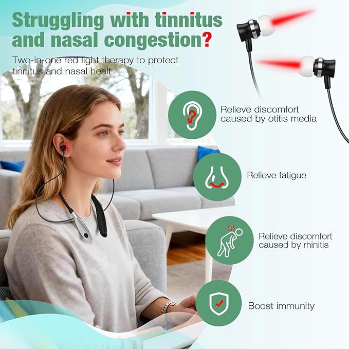 Upgraded 2-in-1 Red Light Wellness Device for Nose & Ear – 650nm LED Wearable with Red Light Therapy,Auto Timer, Supports Rechargeable,Ear Comfort,Daily Care