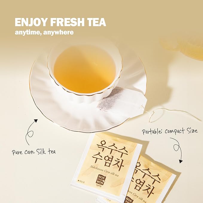 [Nokchawon] Corn Silk Tea | Toasted Korean Herbal Tea Blend with Scorched Rice(Nurungji) | Rich Nutty Flavor, Caffeine-Free Roasted Grain Tea, korean tea, 50 Bags, 80g (2.82oz)