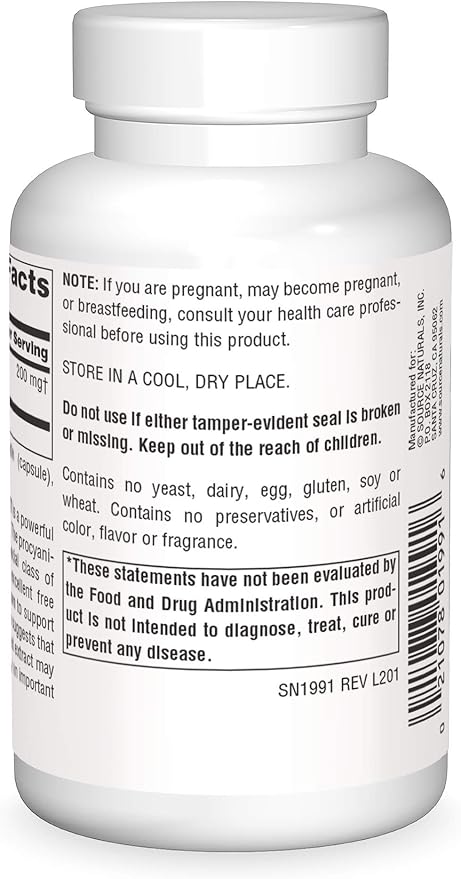 Source Naturals Proanthodyn Grape Seed Extract, Antioxidant Protection, Supports a Healthy Aging Brain*, 200 mg - 90 Capsules