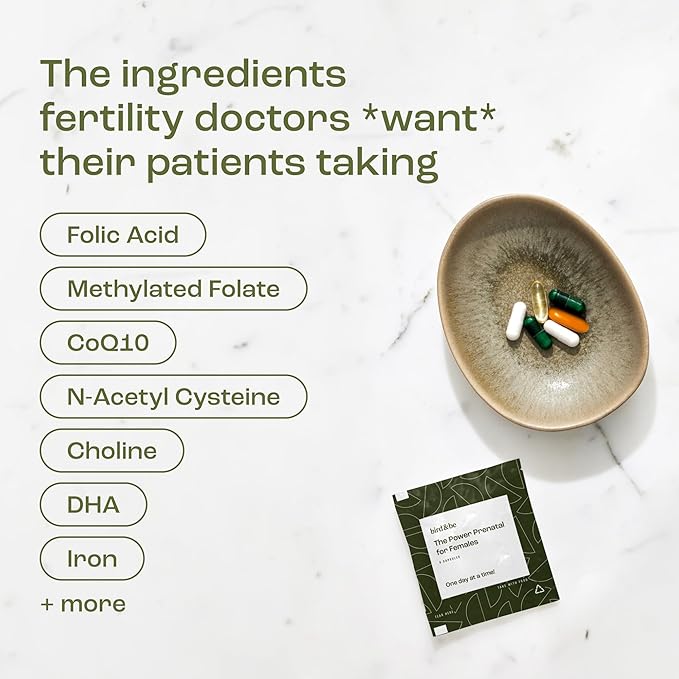 bird&be The Power Prenatal for Females - Fertility Support with Algae Oil DHA (Omega-3), CoQ10 and N-Acetyl Cysteine - 30-Day Supply