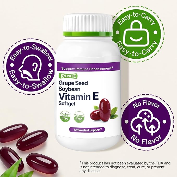 Grape Seed Extract 50mg | Antioxidant Supplement with Vitamin E, Supports Immune & Heart Health, Quick Release Capsules, 60 Count