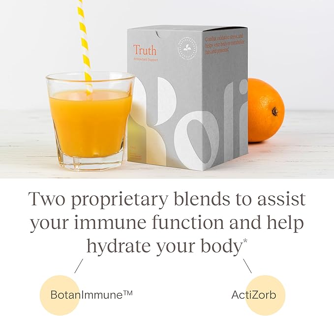 Yoli® Truth Antioxidant and Immune Support Supplement with Vitamin C, Botanicals, Superfruits, and Minerals - Citrus, 30 Packets