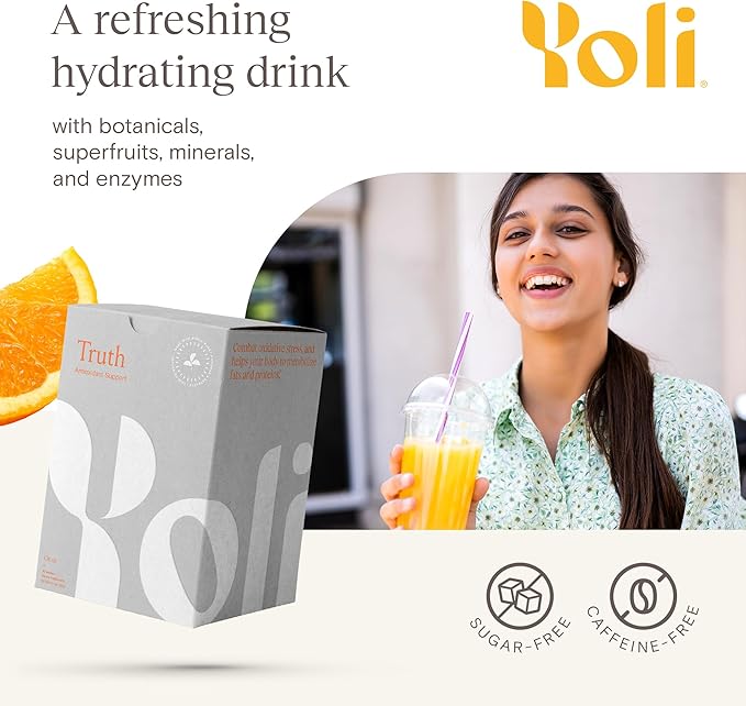 Yoli® Truth Antioxidant and Immune Support Supplement with Vitamin C, Botanicals, Superfruits, and Minerals - Citrus, 30 Packets