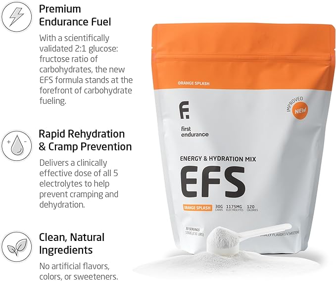 EFS Hydration & Endurance Drink Mix - Premium Carbohydrates for Energy & Performance, Electrolytes for Rapid Rehydration & Running, Cycling and Triathlon Nutrition | Isotonic Energy Fuel | Orange