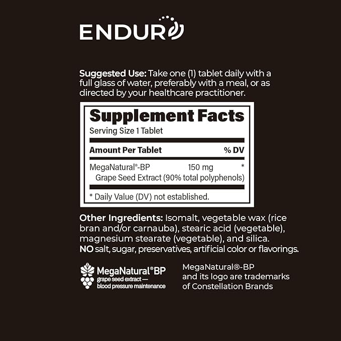 MegaNatural BP, Grape Seed Extract Supplements with Sustained-release California Grape Seed Extract Herbal Supplements for Optimized Absorption & Supports Energy, 150 mg, 120 Tablets