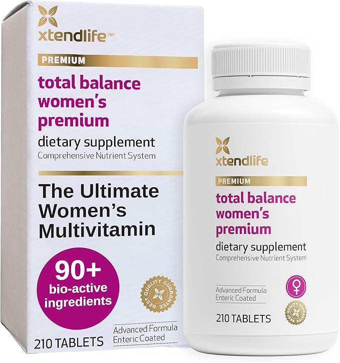 Xtendlife Total Balance Women's Premium Extra Strength Daily Multivitamin & Mineral - 90+ Nutrients for Complete Immune, Heart, Digestive, and Cellular Health - 30 Day Supply