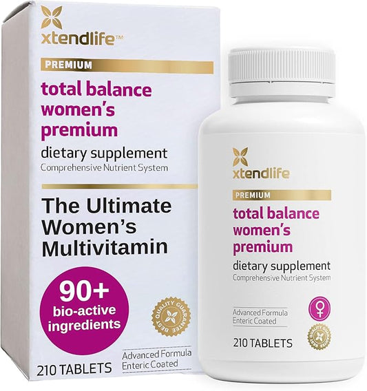 Xtendlife Total Balance Women's Premium Extra Strength Daily Multivitamin & Mineral - 90+ Nutrients for Complete Immune, Heart, Digestive, and Cellular Health - 30 Day Supply