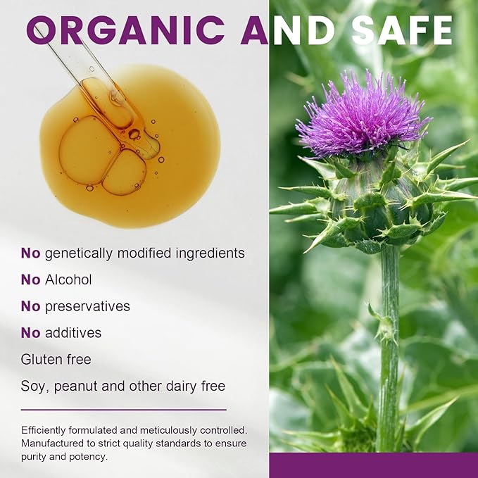 (1 Pack) Milk Thistle Supplement for Liver Cleanse Detox & Repair, Liver Detox Drops with Organic Milk Thistle Seed, Artichoke Extract, Dandelion, Turmeric and Vegan, Non-GMO, Gluten-Free - 1 Fl Oz