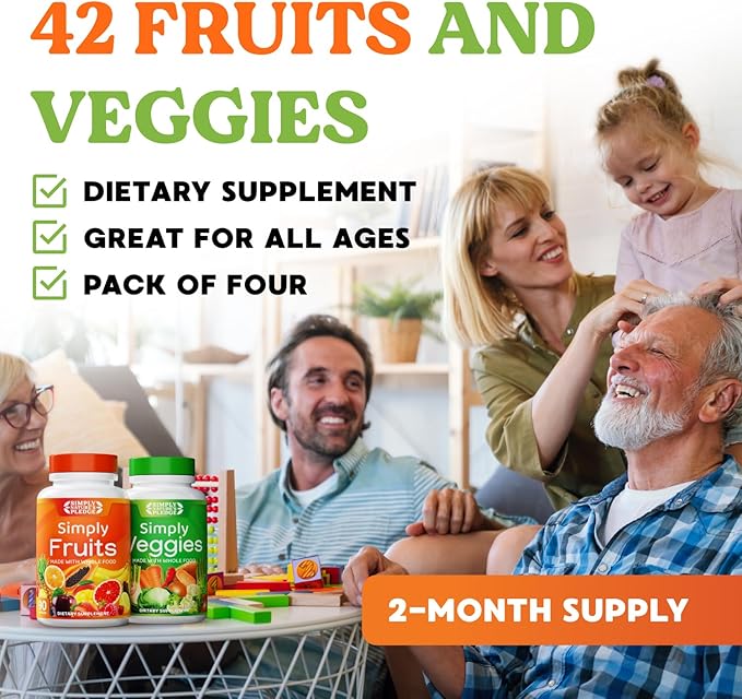 Simply Nature's Pledge - Packed with 42 Different Fruits & Vegetables - 2-Month Supply - Made with Real, Non-GMO Whole Foods - Supports Energy & Overall Wellness - Soy-Free - 360 Capsules