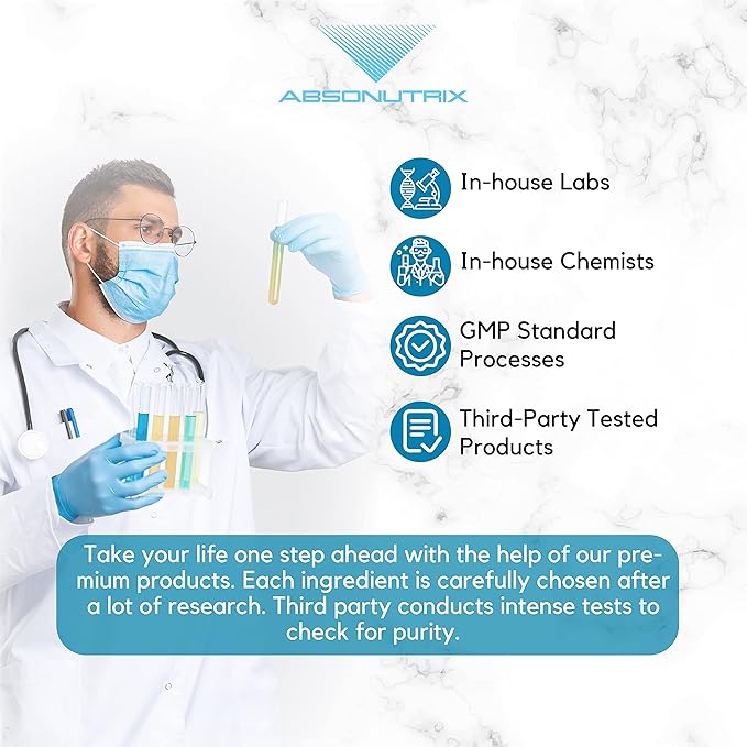 Absonutrix Acetyl L-Carnitine, 593mg per Serving, 200 Potent Servings, Quick Absorption Liquid Drops, Gluten-Free, Third-Party Tested, GMP-Certified, Non-GMO, Made in USA