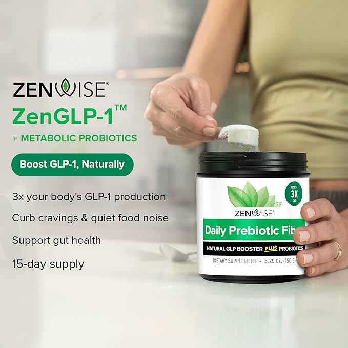 Zenwise Health ZenGLP-1, Natural GLP-1 with Metabolic Probiotics to Help Control Hunger & Cravings and Support Digestive Health - GLP-1 Supplement Support for Women & Men - 15-Day Serving