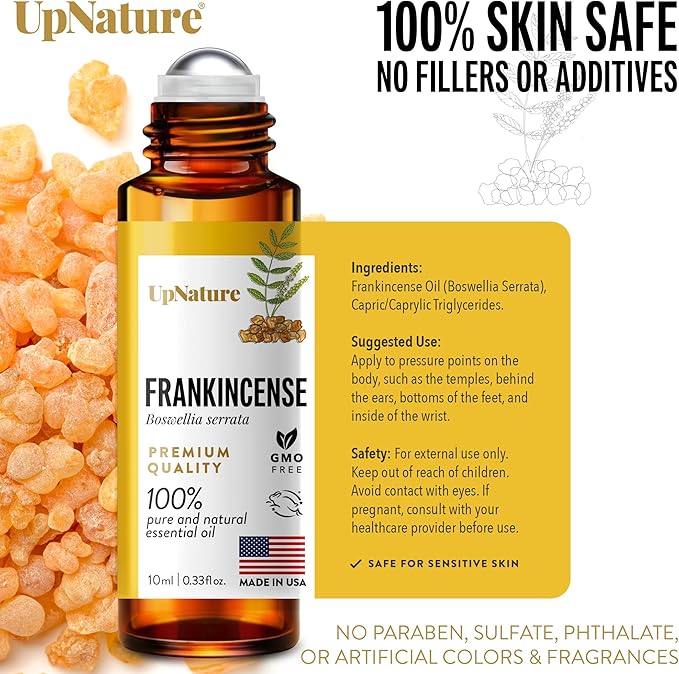 UpNature Frankincense Essential Oil Roll On - 100% Pure Frankincense Oil for Skin