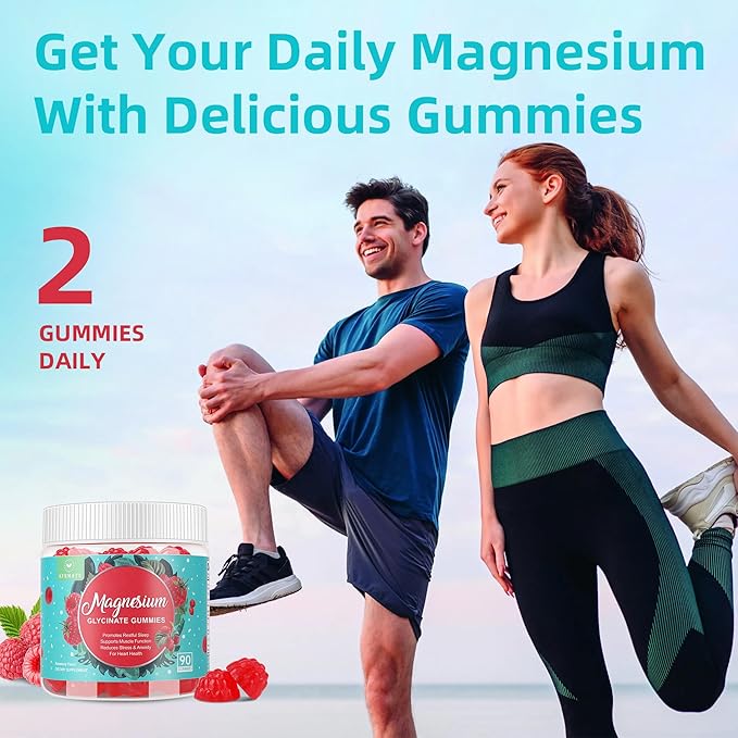 90 Count Magnesium Glycinate Gummies 400 mg - Sugar Free Magnesium Supplement for Adults with Glycinate & Malate, L-Theanine, Ashwagandha, Zinc, Vitamin B6 & D3, Supports Relaxation & Sleep