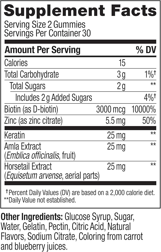 OLLY Heavenly Hair Gummy, Supports Healthy Hair, Keratin, Biotin, AMLA, Chewable Supplement, 30 Day Supply - 60 Count