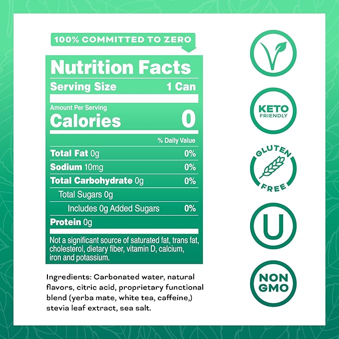 Yerbaé Energy Beverage, Watermelon Strawberry, 120mg Caffeine. No Sugar/Calories/Carbs, Energized by Yerba Mate, Plant-Based, Healthy Alternative to Sugary Drinks, Pack of 12, 12oz cans