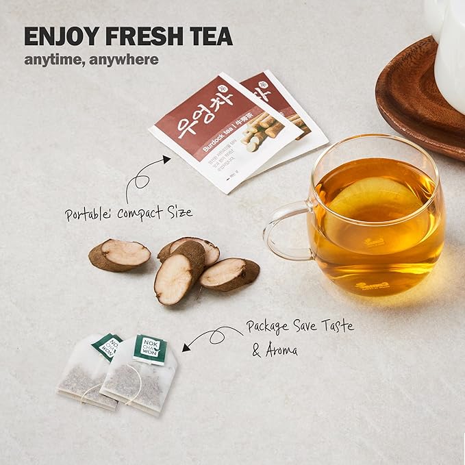[Nokchawon] Burdock Root Tea, Burdock Tea, Pure Ingredient Herbal Tea from Korea, for Stocking Stuffers and White Elephant Gifts, 40 Count Tea Bags, 1.69oz(48g)