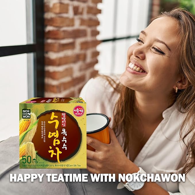 [Nokchawon] Corn Silk Tea | Toasted Korean Herbal Tea Blend with Scorched Rice(Nurungji) | Rich Nutty Flavor, Caffeine-Free Roasted Grain Tea, korean tea, 50 Bags, 80g (2.82oz)