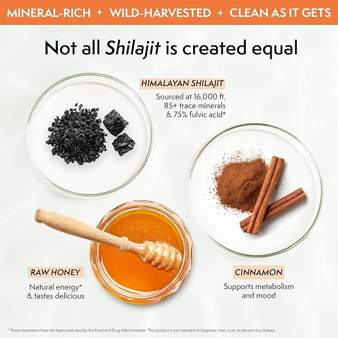 400mg Himalayan Shilajit for Men with Honey - Cinnamon, On-The-Go Energy Sticks & Immune Support for Women | 75%+ Fulvic Acid | 85+ Trace Minerals, 100% Natural, Pack of 30