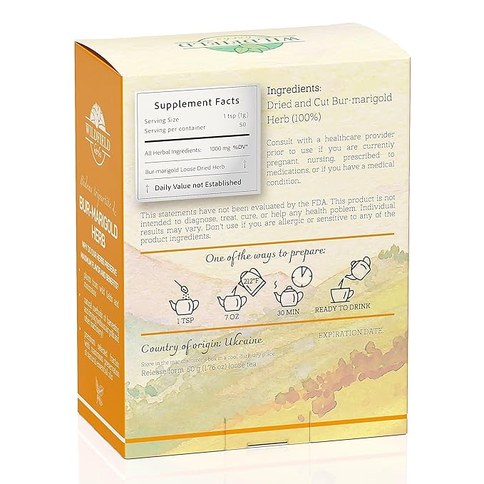 1.8 oz. Dried Marigold Flowers Bur Marigold Herb Tea Marygold Tea (Bidens Tripartite L.) - 50g 100% Chereda Bur-Marigold Cáñamo Acuático