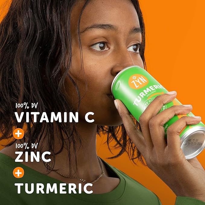ZYN Turmeric Wellness Drink (6 Pack), Mango Lychee Flavored Turmeric Curcumin Drink with Black Pepper, No Added Sugar, Low Carb & Low Calorie Drink, Clean Alternative