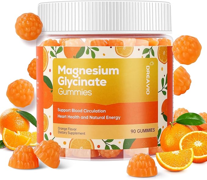 90 Count Magnesium Glycinate Gummies 400mg w/Ashwagandha Supplement - Sugar Free Zinc Magnesium Glycinate Supplement Ashwagandha Gummies for Adults Orange Flavor