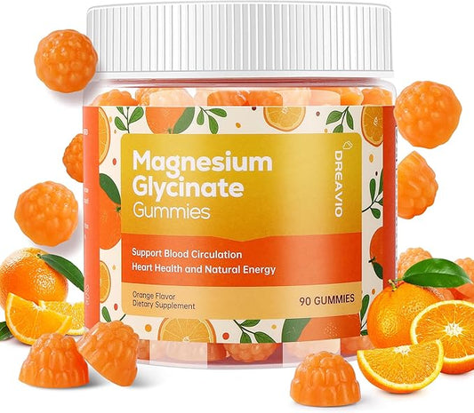 90 Count Magnesium Glycinate Gummies 400mg w/Ashwagandha Supplement - Sugar Free Zinc Magnesium Glycinate Supplement Ashwagandha Gummies for Adults Orange Flavor