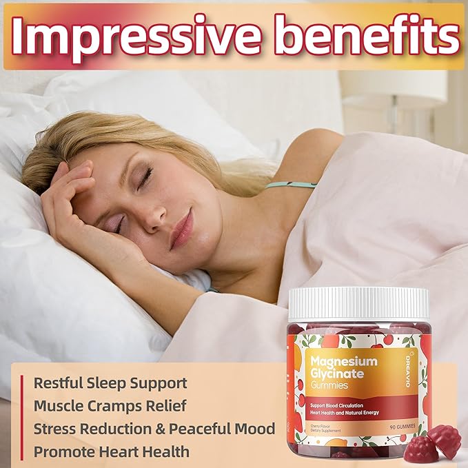 90 Count Magnesium Glycinate Gummies 400mg w/Ashwagandha Supplement - Sugar Free Zinc Magnesium Glycinate Supplement Ashwagandha Gummies for Adults