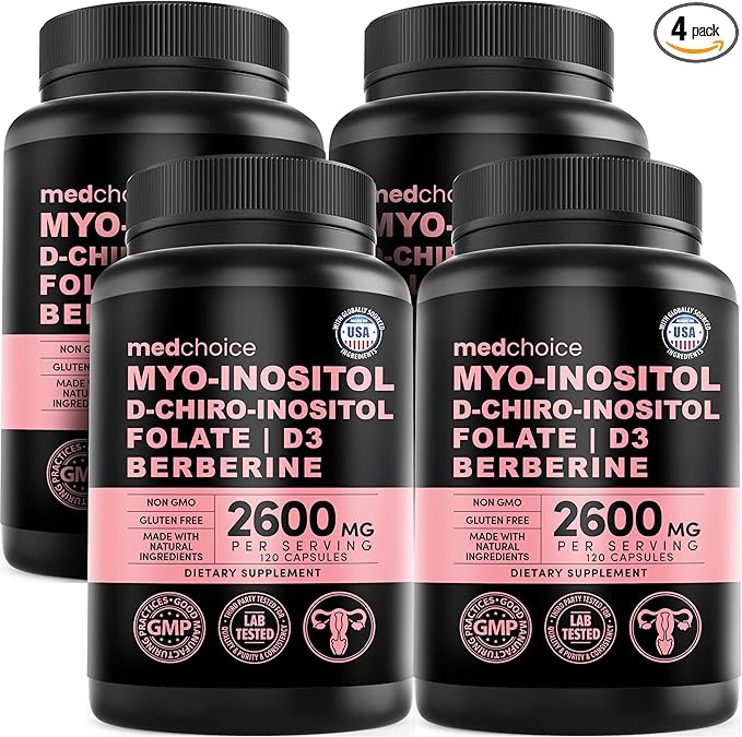 14-in-1 Inositol Supplement & Hormone Support for Women - 40:1 Myo-inositol & D-Chiro Inositol Ovarian Support Capsules for Hormone Balance with Folate, Vitamin D and B12 (120 count) (Pack of 4)