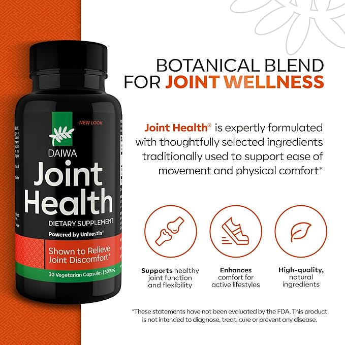 Daiwa Joint Health - Tendon and Ligament Supplements with Chinese Skullcap and Acacia Catechu - Traditional Plant-Based Formula for Active Lifestyles - Non-GMO, 30 Vegetarian Capsules