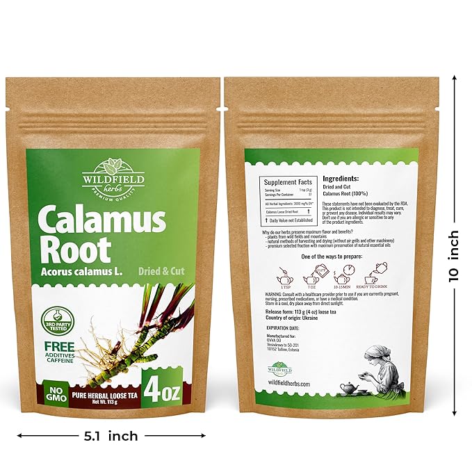 4 oz. Calamus Root Herbal Tea (Acorus Calamus) - 113g Calamus Herb Root Tea Raiz De Calamo