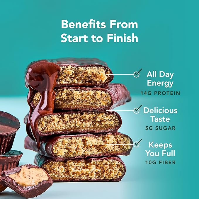 ALOHA Organic Plant Based Protein Bars - Almond Butter Cup - 12 Bars, Vegan, Low Sugar, Gluten-Free, Paleo, Low Carb, Non-GMO, No Stevia, No Erythritol