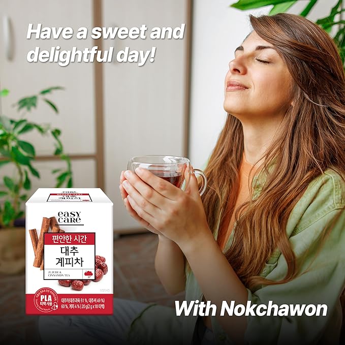 [Nokchawon]Jujube Cinnamon Herbal Tea – Caffeine-Free Korean Tea with Sweet & Spicy Notes, 10 Tea Bags, 0.71 Oz