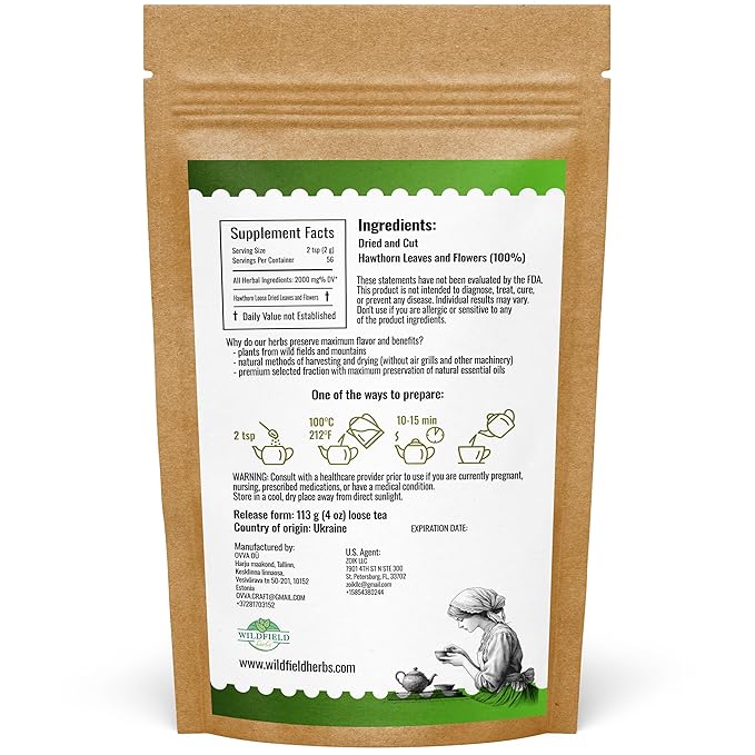 4 oz. Hawthorn Tea Hawthorne Leaf Flower Herbal Tea (Crataegus) - 113g Hawthorn Leaves & Flower Herb Espino Blanco Hojas
