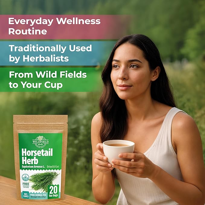 20 Bags Dried Horsetail Herb Tea Shavegrass Cola De Caballo Hierba (Equisetum Arvense) - 20 Count 1.5 g Tea Bags Horsetail Leaf Leaves Herb